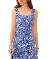 Vince Camuto Women's Paisley-Print Square-Neck Smocked-Back Sleeveless Maxi Dress