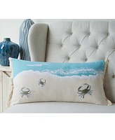 Crab with Waves Indoor Cotton Lumbar Throw Pillow
