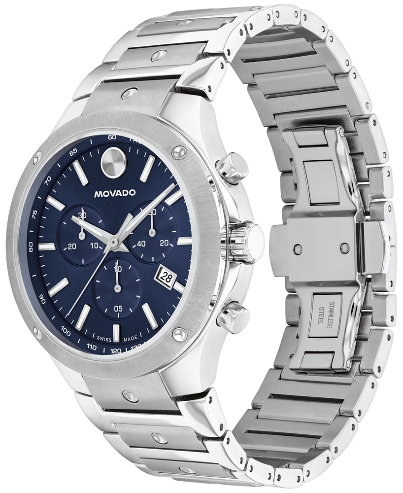 Movado Men's Swiss Chronograph Se Stainless Steel Bracelet Watch 42mm