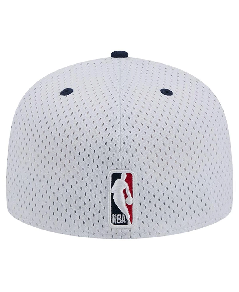 Men's New Era White, Navy Orleans Pelicans Throwback 2Tone 59FIFTY Fitted Hat