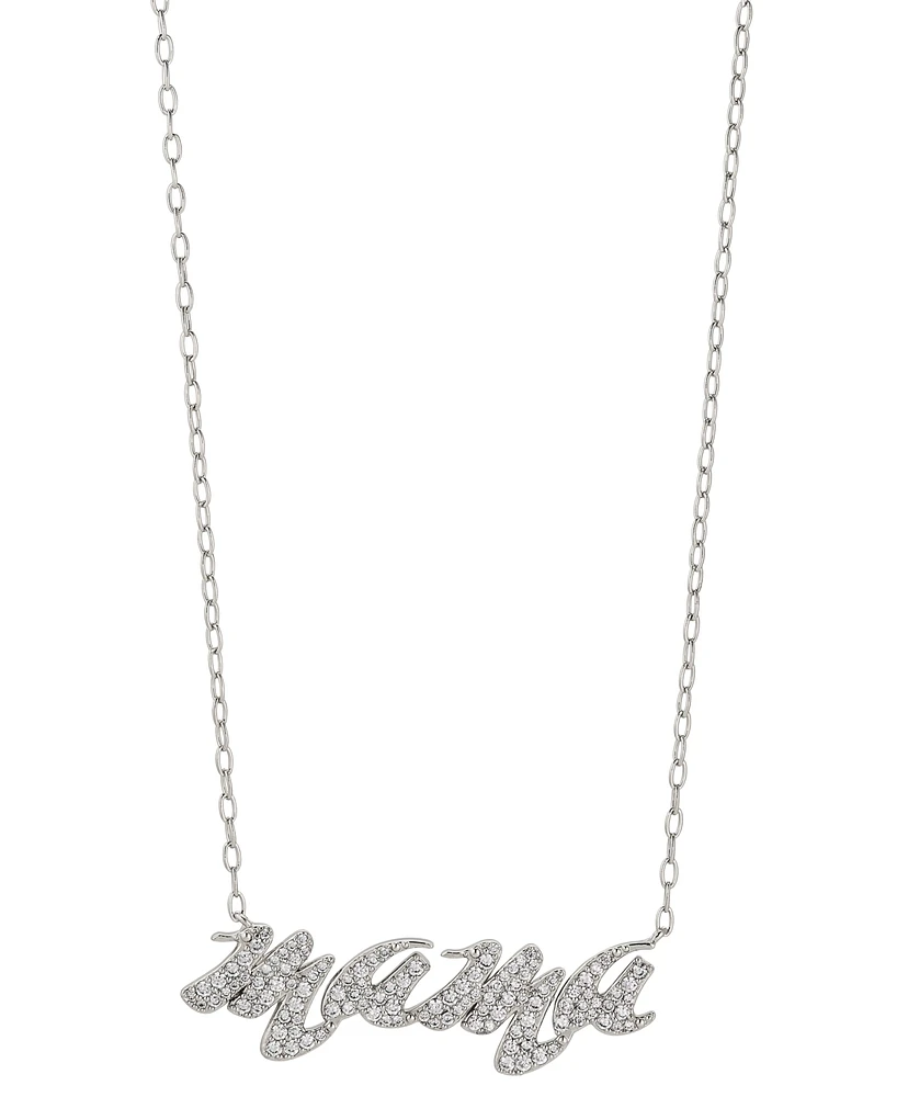 Eliot Danori Rhodium-Plated Pave Mama Pendant Necklace, 16" + 2" extender, Created for Macy's