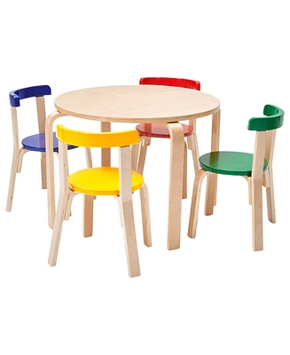 Bentwood Table and Curved Back Chair Set, Premium Kids Wooden Furniture