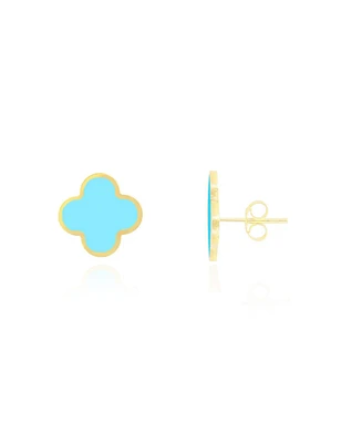 The Lovery Small Turquoise Clover Stud Earrings 14K Gold