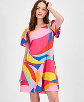 Robbie Bee Petite Printed Off-The-Shoulder Swing Dress
