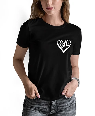 La Pop Art Women's Word Script Heart T-Shirt