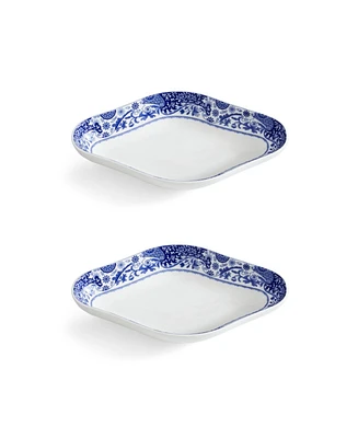 Spode Blue Italian Brocato Diamond Dishes, Set of 2