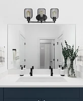 Lalia Home Ironhouse Three Light Industrial Decorative Cage Vanity Uplight Downlight Wall Mounted Fixture f