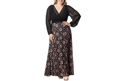 Kiyonna Plus Mon Tresor Long Sleeve Lace Evening Gown