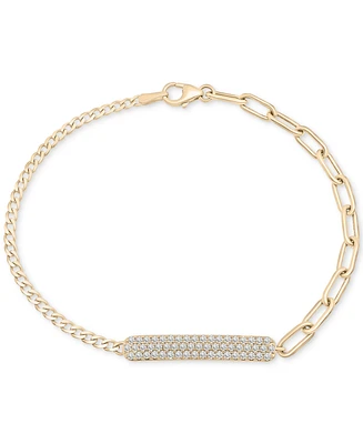 Audrey by Aurate Diamond Bar Two-Chain Link Bracelet (1/2 ct. t.w.) in Gold Vermeil, Created for Macy's