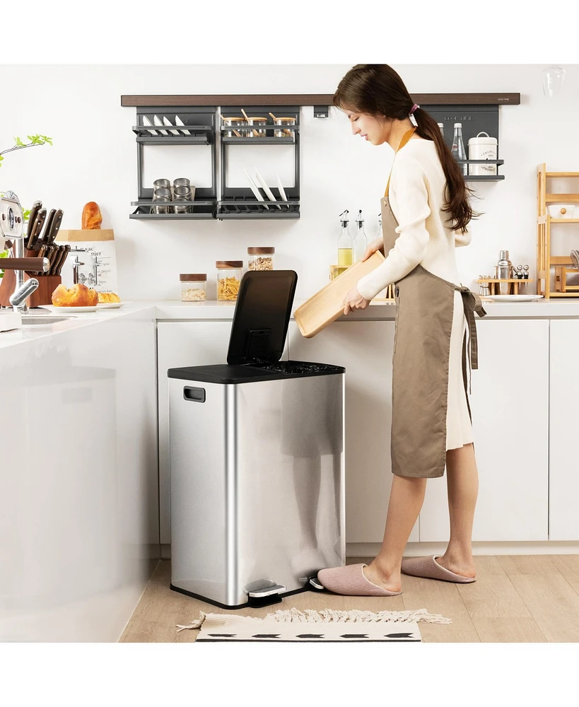 2 x 8 Gallon Dual Trash Can for Kitchen, Office, and Home Use