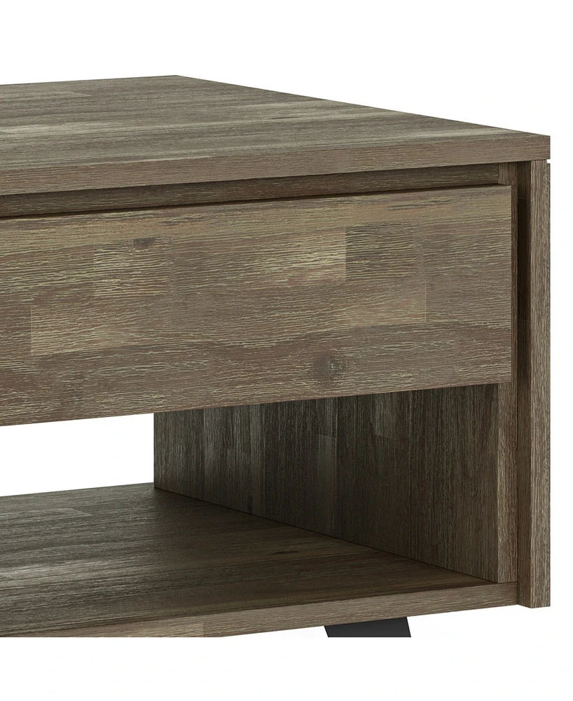 Simpli Home Lowry Solid Acacia Wood End Table in Distressed Grey