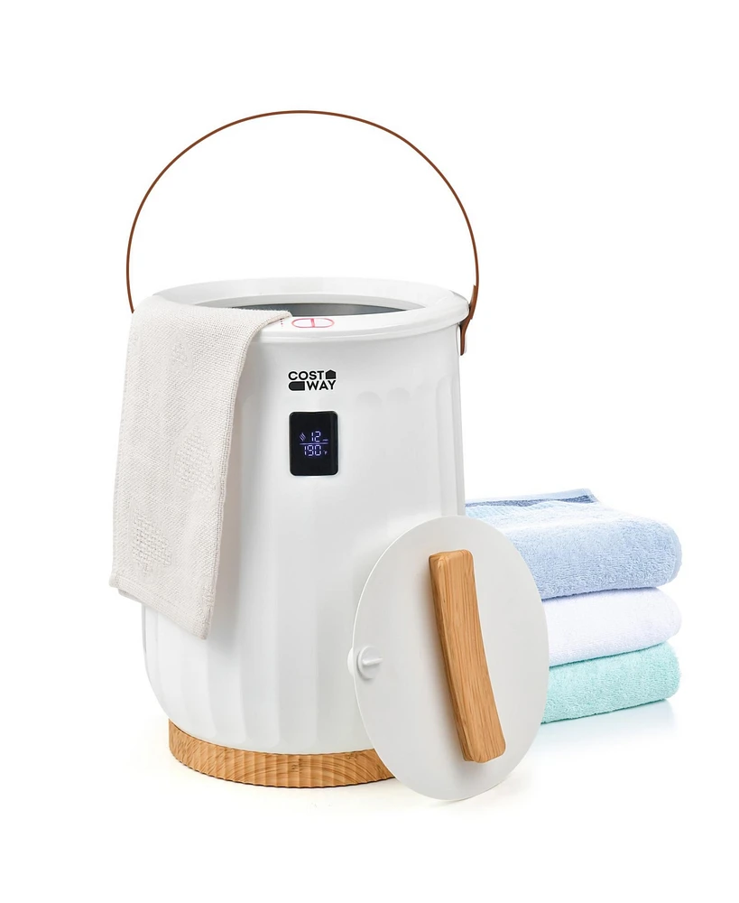 Bucket Towel Warmer with 4 Timer Settings and Portable Handle for Bathroom Use