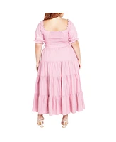 City Chic Plus Puffed Sleeve Midi Dress