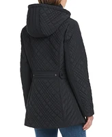 Jones New York Women's Hooded Stand-Collar Quilted Coat