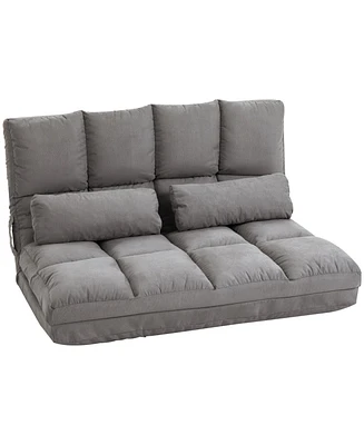 Homcom Convertible Floor Sofa w/ 8 Position Adjustable Backrest & Thick Padding
