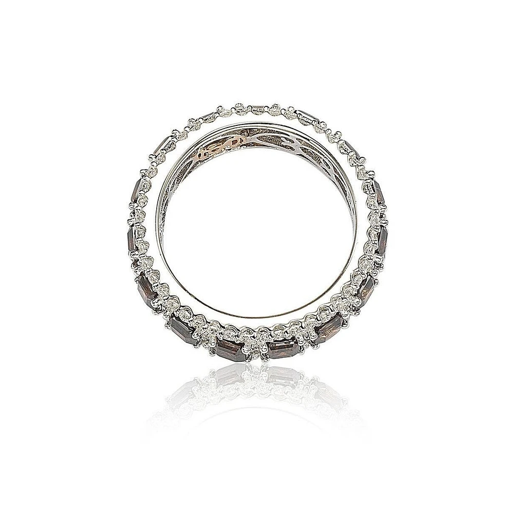 Suzy Levian Sterling Silver Cubic Zirconia Modern Eternity Band Ring