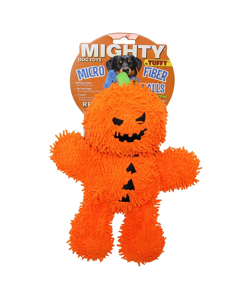 Mighty Microfiber Ball Med Pumpkin Man, Durable Squeaky Halloween Dog Toy