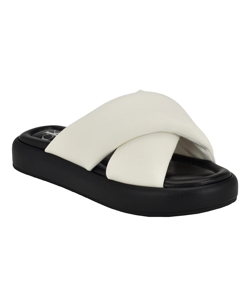 Calvin Klein Women's Evey Criss-Cross Slip-On Sandals