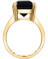 Gemstone Emerald-Cut Statement Ring 14k Gold-Plated Sterling Silver (Also White Quartz & Black Onyx)