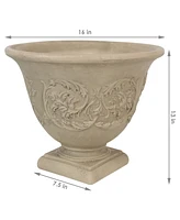 Indoor/Outdoor Patio, Garden, or Porch Weather-Resistant Double-Walled Darcy Flower Pot Planter - 16" - Beige