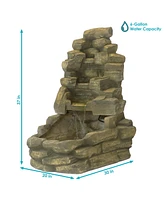 37"H Electric Fiberglass Stone Falls Waterfall Outdoor Water Fountain