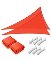 2 Pack 25 Ft 97% Uv Block Triangle Sun Shade Sail Canopy Outdoor Pool Cover Net