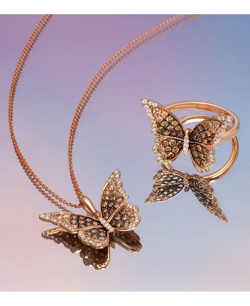 Le Vian Ombre Chocolate Ombre Diamond & Vanilla Diamond Butterfly Ring (3/4 ct. t.w.) in 14k Rose Gold