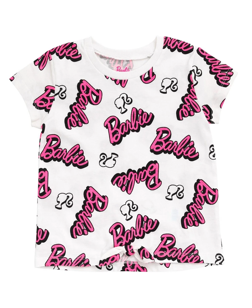 Barbie Toddler Girls French Terry T-Shirt and Active Retro Dolphin Shorts Outfit Set