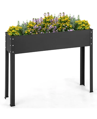 40" Raised Garden Bed with Legs Metal Elevated Planter Box Drainage Hole Backyard