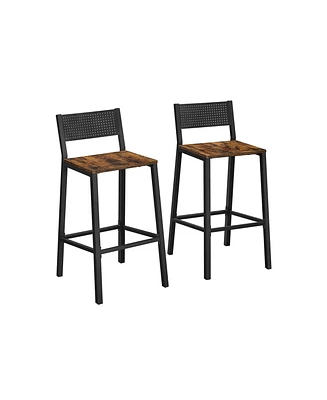Bar Stools,set Of 2 Bar Chairs,tall Bar Stools With Backrest
