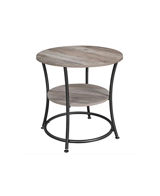 2-Tier Round Side Table with Shelves Industrial Style for Compact Spaces