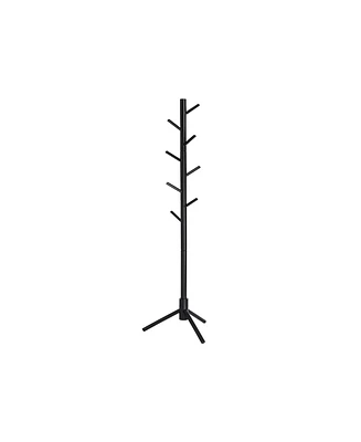 Solid Wood Coat Rack with 8 Hooks, Freestanding Tree for Hats, Bags, and Umbrellas