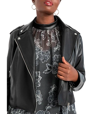 Eloquii Women's Faux Leather Moto Jacket