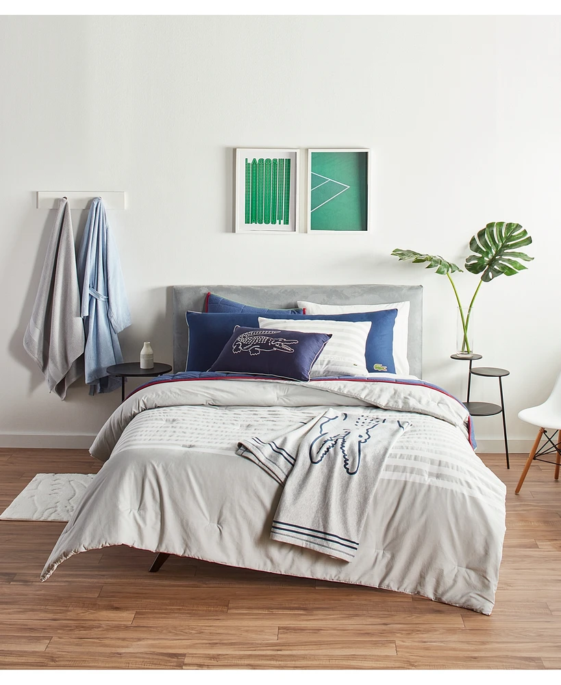 Closeout! Lacoste Home Court Stripe -Pc. Comforter Set