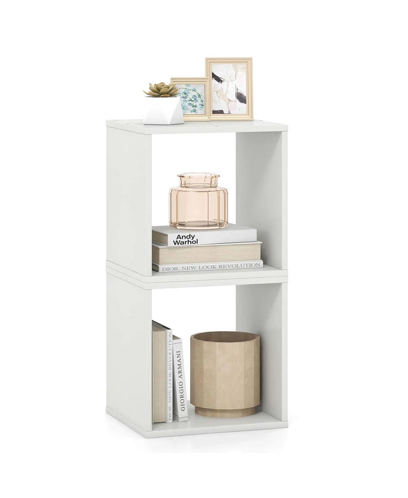 2PCS Stackable Storage Cube Free-standing Storage Organizer Bookcase for Bedroom