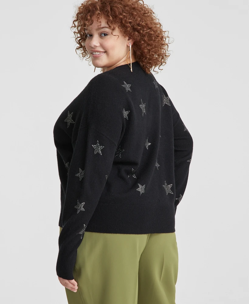 Charter Club Plus Size 100% Cashmere Star Sweater, Created for Macy's