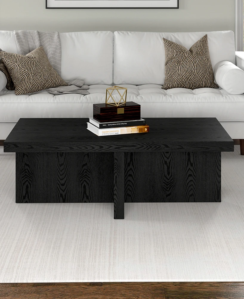 Hudson & Canal Elna 44" Wide Rectangular Coffee Table in Black Grain