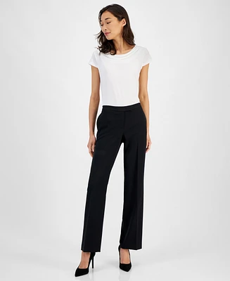 Kasper Women's Tab Waist Trouser Pant, Regular & Petite