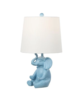 Jonathan Y Kairi 21" Modern Shabby Chic Resin/Iron Happy Elephant Led Kids' Table Lamp with Phone Stand, White