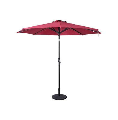 Kinsley 9 Ft Solar Patio Umbrella With Led Lights, Crank Handle And Push Button Tilt
