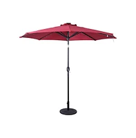 Kinsley 9 Ft Solar Patio Umbrella With Led Lights, Crank Handle And Push Button Tilt
