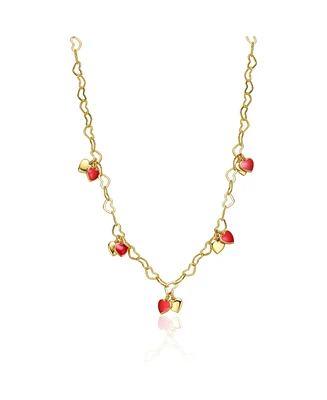 GiGiGirl 14K Gold Plated Red Heart Enamel Charm Necklace for Toddler/Kids
