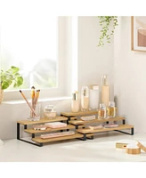 Set of 2 Wicker Spice Racks, 3-Tier Stackable and Expandable Cabinet Organizers