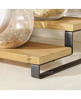 Set of 2 Wicker Spice Racks, 3-Tier Stackable and Expandable Cabinet Organizers
