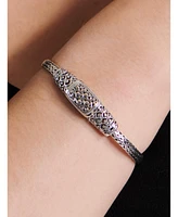 Devata Bali Dragon Skin with Dragon Bone Oval 5mm Chain Bracelet in Sterling Silver with 18K Gold Accent