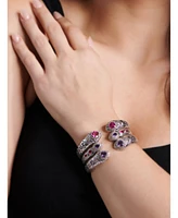 Devata Garnet & Bali Lovina Cuff Bracelet in Sterling Silver and 18K Gold