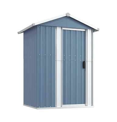 vidaXL Garden Shed Gray 49.6"x38.4"x69.7" Galvanized Steel