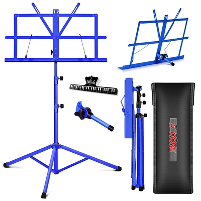 5 Core Music Stand Adjustable Desktop Book Stands Portable Sheet Holder All Metal Foldable Bookstand - Mus Fld Blu