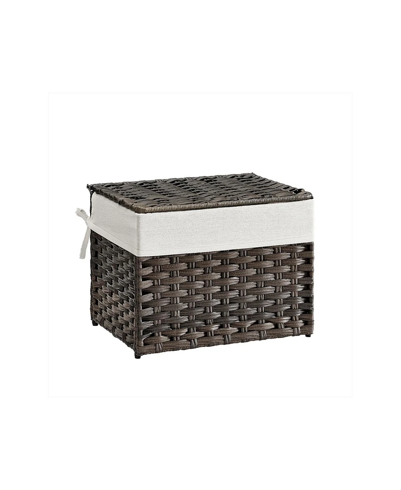Decorative Rattan-Look Storage Basket with Cotton Liner and Carry Handles