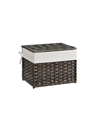Decorative Rattan-Look Storage Basket with Cotton Liner and Carry Handles